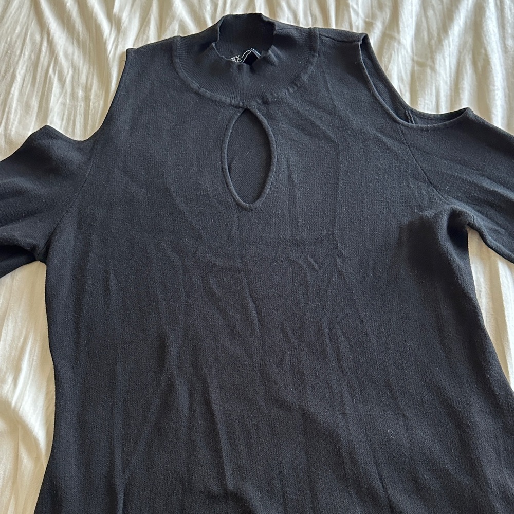 New York & Company Black Ribbed Midi Sweater